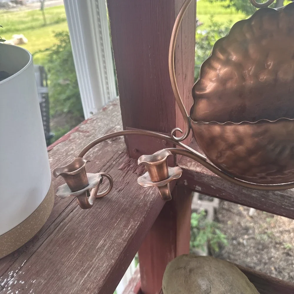 vintage Gregorian solid copper Wall Pocket And Taper Candle Holder